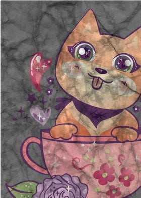 Anime cute Coffee Cat