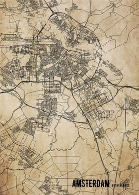 Amsterdam Vintage City Map