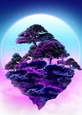 fantasy tree synthwave
