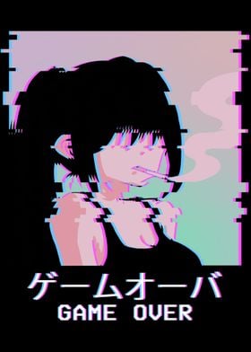 Waifu Anime Girl Smoking