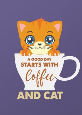 Funny Cartoon Coffee Cat