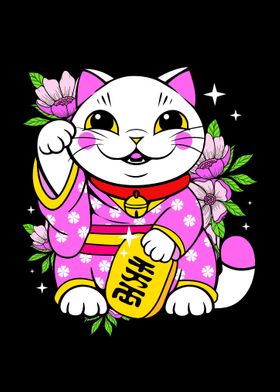 Kimono Flower Maneki Neko