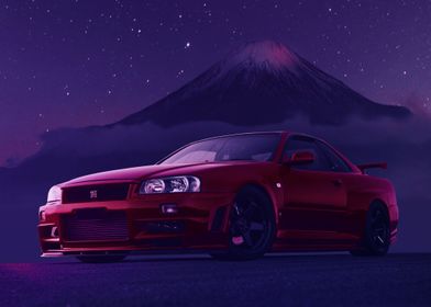 Red Nissan GTR Skyline