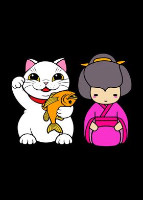 Kokeshi Doll Maneki Neko