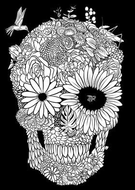 White flower skull