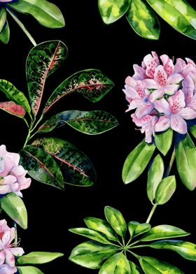 Black Watercolor Trop 06