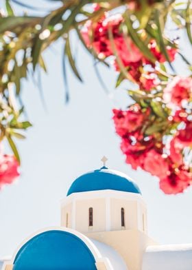 Greek Church and Flowers