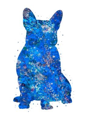 French Bulldog blue art