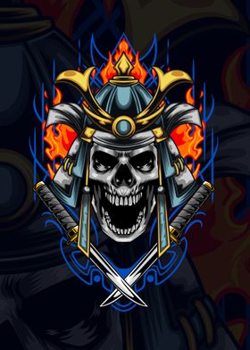 Fire Samurai Skull 04