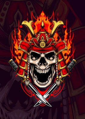 Fire Samurai Skull 03