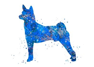 Basenji dog blue art