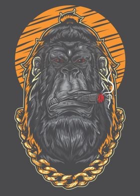 Gorilla Face Vector Art