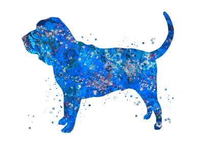 Bloodhound dog blue art