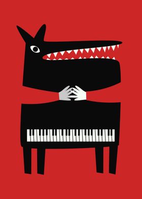 Little Red Holding Piano