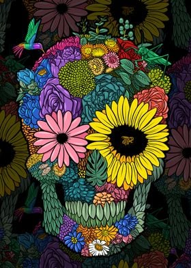 Color Flower skull