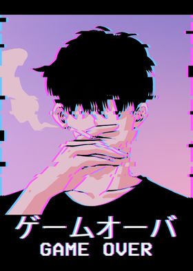 Im Fine Sad Anime Boy' Poster, picture, metal print, paint by AestheticAlex