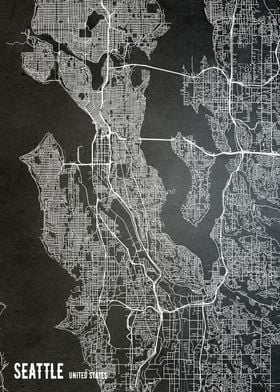 Seattle US Chalkboard map