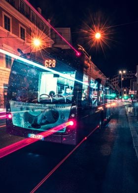 Abstract space night bus