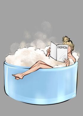 Woman taking bath book