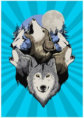 Retro Wolf Wolfpack Wolves
