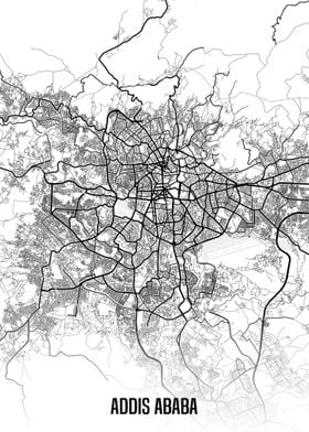 Addis Ababa white map