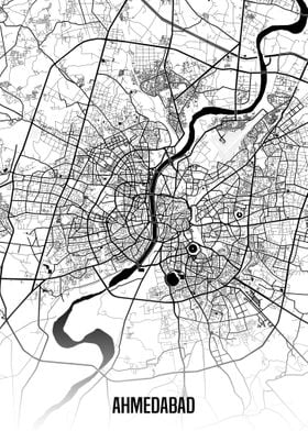 Ahmedabad white map