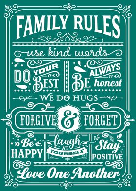 Family Rules Teal