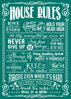 House Rules Teal White