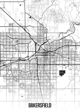 Bakersfield white map