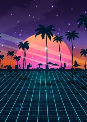 Beach Synthwave Sunset