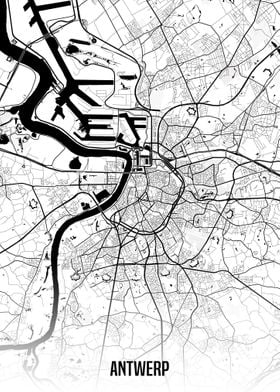 Antwerp white map