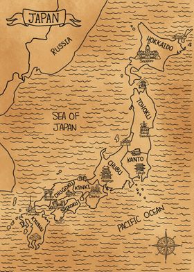 Vintage Map of Japan