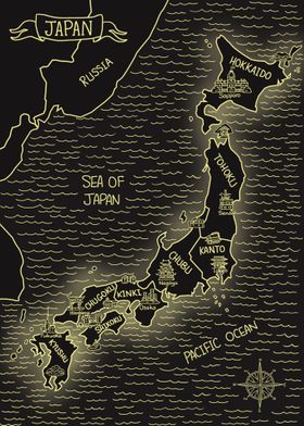 Glowing Map of Japan