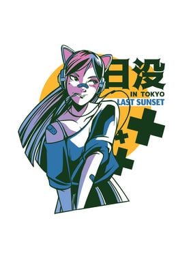 Tokyo Anime Sunset Girl