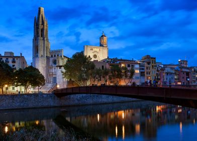 Girona Skyline At Night