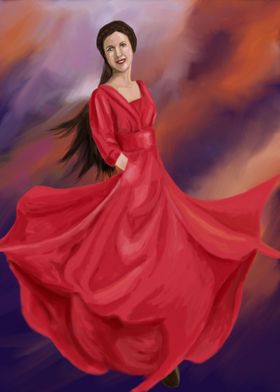 Dancing woman in red