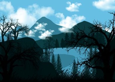 mountain and forest