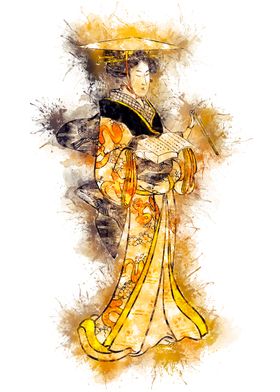 Japanese Geisha Watercolor