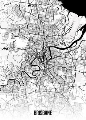 Brisbane white map