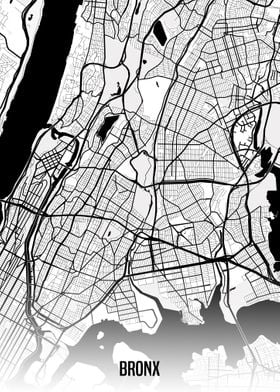 Bronx white map