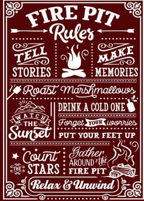 Fire Pit Rule Metal Poster