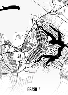 Brasilia white map