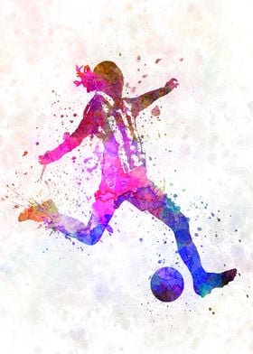 Watercolor soccer player
