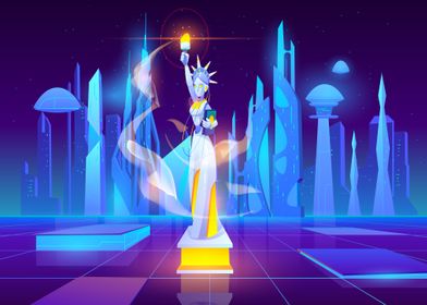 Neon statue of liberty