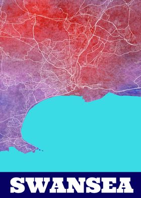 Swansea Wales City Map
