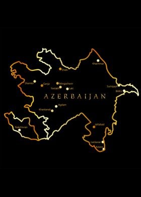 Map of Azerbaijan golden