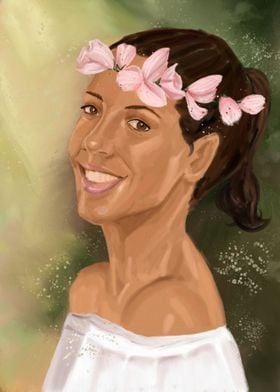 Woman with Flowers in Hair