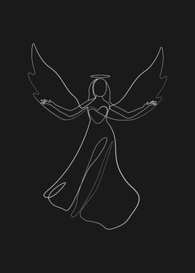 One line drawing angel