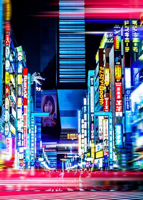 Neon night city Tokyo