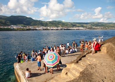 People waiting at the isle